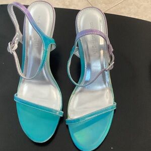 Madden Girl Iridescent Blue and Silver Heels